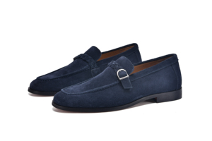 Mocassins en daim de luxe style belge pour hommes, avec bride à boucle tressée à la main, chaussures de ville décontractées et élégantes pour mariage, personnalisables - Product Image 1