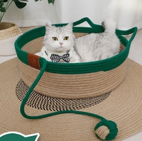 Lit pour chat en corde de coton, tressé à la main, nid pour animaux de compagnie, maison pour chat en rotin, panier respirant pour petits chiens et chats, fournitures pour animaux de compagnie lavables