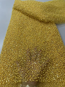 NI.AI新しいデザインビーズとスパンコールネットレース真珠付きアフリカレース生地レース生地ブライダルウェディングパーティー素材 - Product Image 2