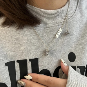 S925 Pure Silver Retro <b>Small</b> <b>Light</b> Bulb Pendant High-End Sparkling Pearl Chain for Sweater Strong <b>Light</b> Necklace Niche Design - Product Image 2