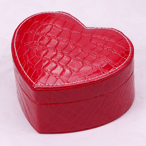 <strong>Heart</strong> <strong>Shape</strong> <strong>Jewelry</strong> <strong>Box</strong> Crocodile Pattern PU Leather Jewellery Storage Organizer - Product Image 6