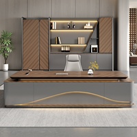 Ensemble de bureau de direction en bois modulaire en forme de L moderne et luxueux