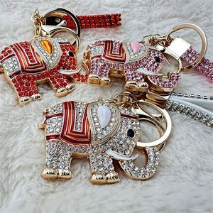 Porte-clés élégant en alliage d'éléphant, bijou ethnique coloré avec diamant, cadeau pour clé de voiture, sac, pendentif, accessoires de mode - Product Image 2