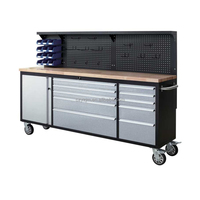 Support OEM Boîte à outils en acier de 84 pouces avec 10 tiroirs Roulettes robustes Conception étanche et prise de courant-Chariot en acier moderne