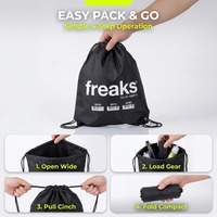 Sac à dos à cordon en polyester noir 210D, directement de l'usine, avec impression de lettres blanches, personnalisable en gros, idéal pour la gym