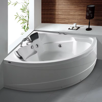 Baignoire de massage en acrylique pour 1 ou 2 personnes avec jets de spa, système de bulles d'air et cascade pour salle de bain d'hôtel