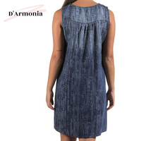 Robe décontractée d'été pour femme en lin et denim, sans manches, taille naturelle, grande taille, de haute qualité