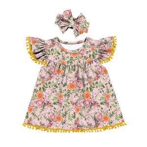 Vestido Infantil de Yiwu Yiyuan con Mangas de Piña y Pompones, Vestido Casual de Verano para Niñas, Adolescentes y Bebés - Product Image 4