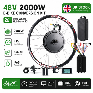 ชุดแปลงจักรยานไฟฟ้ากำลังสูง 2000W 48V จากสหราชอาณาจักร พร้อมมอเตอร์ฮับหลังขนาด 26 นิ้ว แรงบิดสูง 80 นิวตันเมตร มอเตอร์ดีซีไร้แปรงถ่าน จอ LCD - Product Image 1