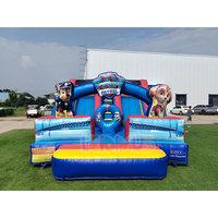 Structure gonflable commerciale avec toboggan pour enfants, thème dessin animé, équipement de jeu gonflable pour fêtes en extérieur
