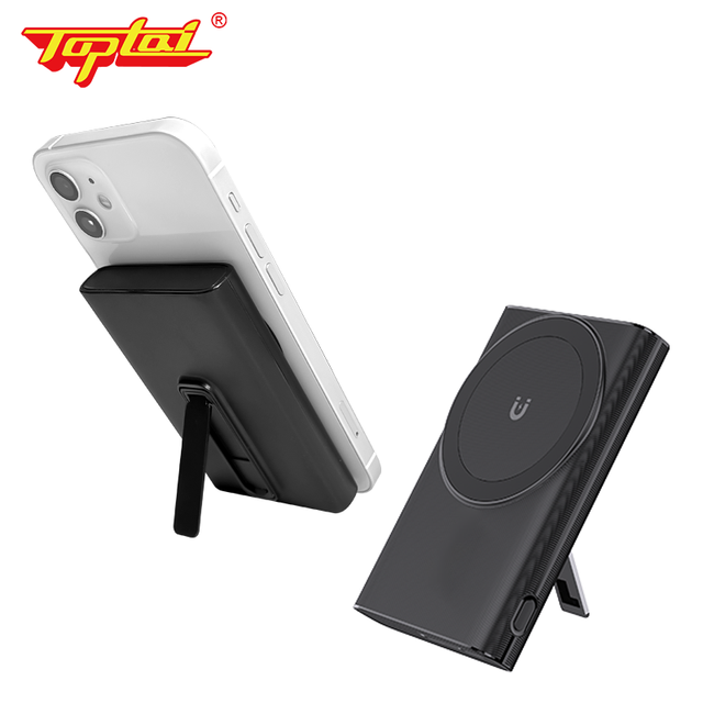 Bulk Wholesale 5000mAh Magnetic Power Bank with Metal Stand Wireless Charging & Quick Charge Portable Power Station