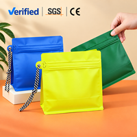 Sacs en plastique personnalisés avec logo, sac à café à fond plat avec corde de suspension, sac en plastique avec fermeture éclair et valve à air pour l'emballage des grains de café