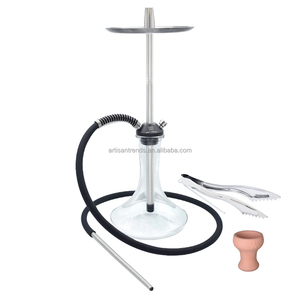 Toptan Yeni Tasarım Paslanmaz Çelik Lüks Şeffaf Cam Şişe Taşınabilir Nargile Rus Shisha Seti Dayanıklı Lake Kaplama - Product Image 1