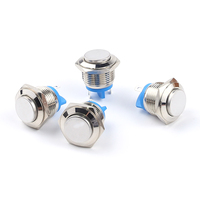 12/16/19/22/30mm 12-36V haut rond 1NO 2 broches lumière Mini laiton Nickel verrouillage momentané DC On Off On 16mm interrupteur à bouton-poussoir