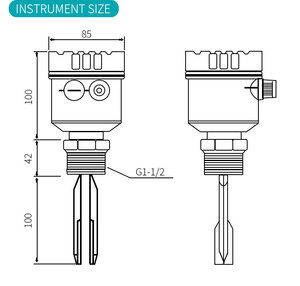Capteur de niveau à fourche mini anti-explosion pour zones dangereuses, profondeur d'insertion 100 mm, fourche 45 mm pour liquides, poudres et granulés - Product Image 2