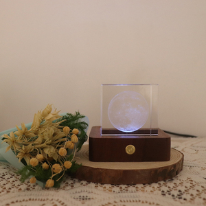 Base quadrata in legno per luce notturna di cristallo per luce luminosa Base luminosa per <span class=keywords><strong>la</strong></span> decorazione della casa <span class=keywords><strong>luna</strong></span> potrebbe accendersi - Product Image 2