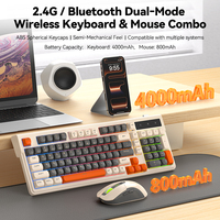 Clavier et souris sans fil Bluetooth T-WOLF TF300, double mode, rechargeables, souris de jeu rétroéclairée LED pour ordinateur portable/tablette/PC