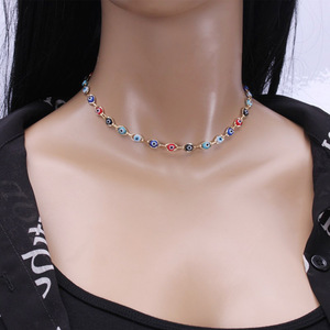 Evil Eye <b>Necklace</b> Women Zinc Alloy Bezel Setting Geometric Pendant Party Jewelry Fashionable <b>Statement</b> Piece - Product Image 1