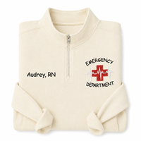 Sweat-shirt brodé à col zippé pour infirmière d'urgence, personnalisable avec nom, veste d'infirmière pour HSE, hiver, automne, printemps