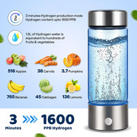 Bouteille d'eau Wasserstoff Flasche à hydrogène étanche personnalisée, portable 420ml, fabricant d'eau domestique en verre à hydrogène H2 pour cadeau