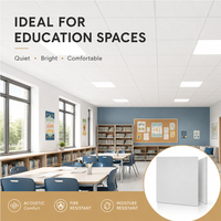 Dalles suspendues en fibre de verre pour plafond, isolation acoustique, réduction de la réverbération, revêtement ignifuge, panneau mural en laine de verre pour écoles