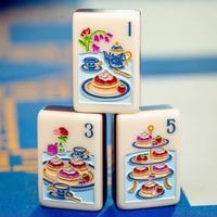 Tuiles de Mahjong Souvenir MAISON MAHJ London de Haute Qualité, Motifs Bleus des Lieux Historiques Britanniques, 160 Tuiles, En Stock