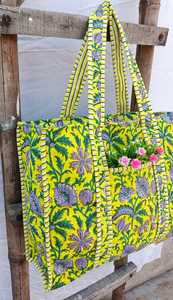Bolso de mano acolchado de algodón con estampado a mano Rajasthani, bolso de compras, bolso de viaje, bolso de hombro para mujer - Product Image 5