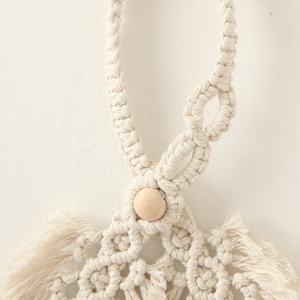 Corda di cotone nappa intrecciata a mano nordica INS foglia macramè tenda cravatta indietro - Product Image 5