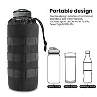 Porte-bouteille d'eau tactique MOLLE, pochette pour bouteille d'eau avec cordon de serrage et sangles multifonctions