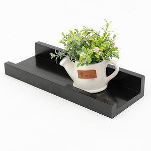 Fabbrica diretta semplice in legno <span class=keywords><strong>nero</strong></span> mensola a muro per il soggiorno decorazione di stoccaggio - Product Image 2