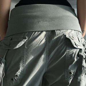 Pantalones Cargo de Punto Holgados para Mujer con Cintura Baja - Pantalones Anchos Transpirables Estilo Urbano - Product Image 5