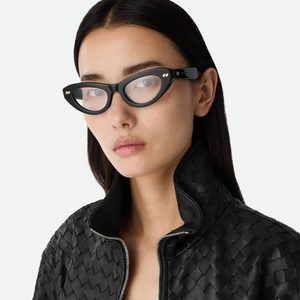 2026 New Bottega BV Black Acetate Rectangle <b>Frame</b> Gold Accent Ultra Light Fashion Optical Prescription <b>Eyeglasses</b> - Product Image 2