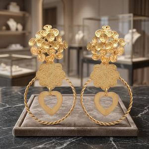 Brass Classic Drop Earrings with Pearl Handmade <b>Indian</b> Unisex Jewelry Wholesale Supplier - Product Image 3