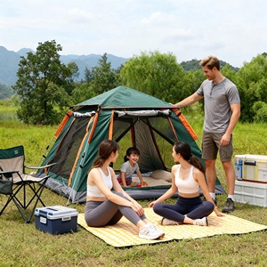 <span class=keywords><strong>Tente</strong></span> de camping automatique pliable, imperméable, respirante et coupe-vent, en tissu Oxford, pour 3-4 personnes, une seule couche, utilisable en toutes saisons - Product Image 6