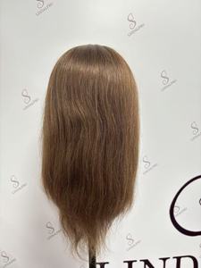 Tête de mannequin 100% cheveux humains marron de 16 pouces pour la pratique de la <span class=keywords><strong>coiffure</strong></span> des femmes, tête <span class=keywords><strong>d</strong></span>'entraînement professionnel pour couper et tresser - Product Image 2