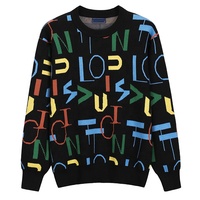 2022 personnalisé OEM & ODM hommes pull pull lettre Jacquard pull à manches longues tricoté hommes vêtements tricots coton pull hommes