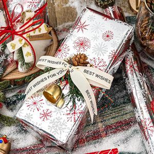 Christmas Wrapping <b>Paper</b> red silver double sided wrapping <b>paper</b> Snowflake <b>pattern</b> wrapping <b>paper</b> Silver Foil Wrapping <b>Paper</b> - Product Image 2