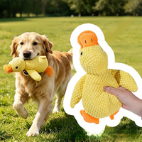 Jouet pour chien en peluche petit canard jaune, interactif, non toxique, auto-amusant, résistant aux morsures, pour le nettoyage des dents et émettant des sons