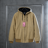 Veste de travail à capuche en toile de coton lavée pour homme, fermeture éclair intégrale, doublure polaire, manteau d'hiver robuste et décontracté, directement de l'usine