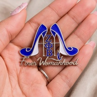 Broche en émail souple ZPB 1920, cadeau de fête, bleu royal et blanc, lettres grecques, sororité