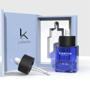 Flacon de sérum de luxe vide de 30 ml avec boîte, personnalisable, en verre givré vert, flacon compte-gouttes pour soins de la peau - Product Image 2