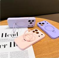 Étui en silicone liquide avec support magnétique pour iPhone 17 Pro Max, antichoc pour coque de téléphone Apple 17