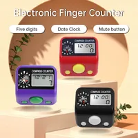 Contador Digital Islámico de Dedo con Brújula Electrónica LED, Contador Tasbih LCD de 5 Dígitos Reajustable, Anillos Inteligentes para Oración