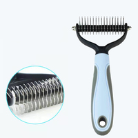 Brosse à poils auto-nettoyante pour animaux de compagnie en acier inoxydable écologique réutilisable, outil de démêlage pour enlever les poils, en plastique pour le toilettage des chiens