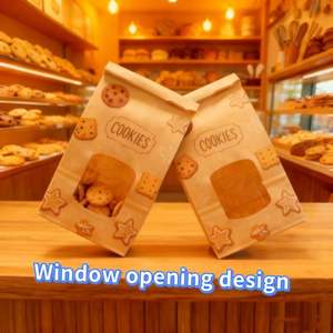 Sacs de boulangerie en papier sulfurisé avec fenêtre, en matériaux recyclés, fermeture à lien métallique pour biscuits, snacks, bonbons et perles - Product Image 2