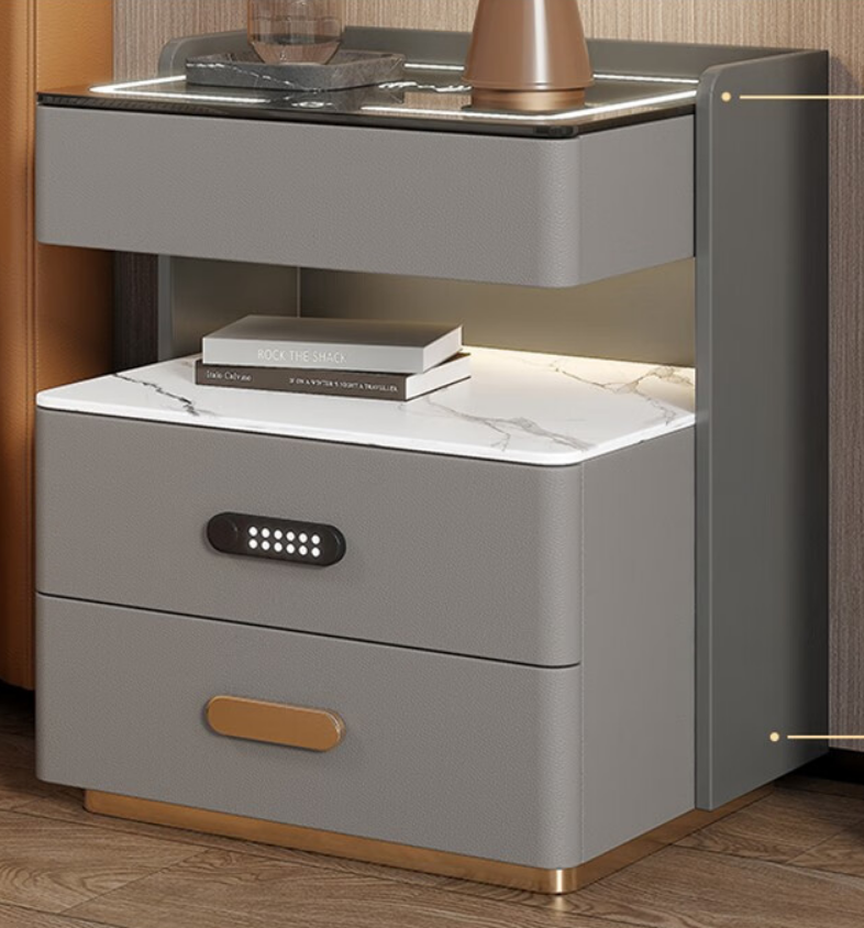 Lampe + chargeur sans fil + USB + haut-parleur + verrouillage par empreinte digitale