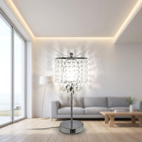Lampe de table USB moderne à intensité variable en cristal pour salon, bureau, chambre à coucher - Corps en PVC écologique