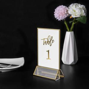 Porte-panneaux et cadres photo double face personnalisables <span class=keywords><strong>en</strong></span> acrylique transparent avec porte-menu transparent pour table de mariage - Product Image 5