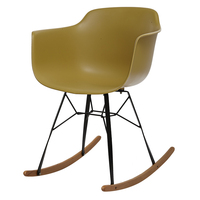 Fauteuil à bascule ergonomique en plastique durable avec base en métal moderne et balançoires en bois pour salon