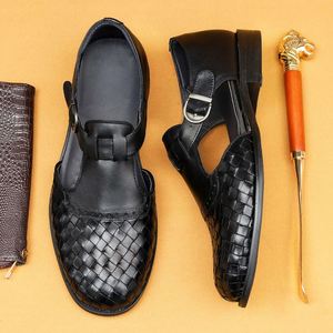 Sandales romaines gladiateur pour hommes les plus vendues, en cuir véritable tressé à la main, décontractées, pour la plage, l'extérieur, les mariages, respirantes - Product Image 2